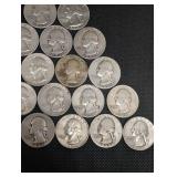 Lot Of 20 90% Silver Washington Quarters- Various Dates