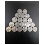 Lot Of 20 90% Silver Washington Quarters- Various Dates