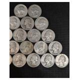 Lot Of 20 90% Silver Washington Quarters- Various Dates