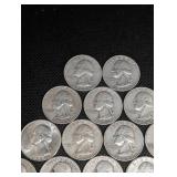 Lot Of 20 90% Silver Washington Quarters- Various Dates