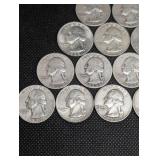 Lot Of 20 90% Silver Washington Quarters- Various Dates