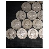 Lot Of 20 90% Silver Washington Quarters- Various Dates
