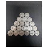 Lot Of 20 90% Silver Washington Quarters- Various Dates