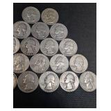 Lot Of 20 90% Silver Washington Quarters- Various Dates