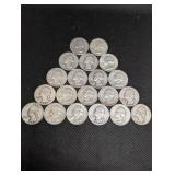 Lot Of 20 90% Silver Washington Quarters- Various Dates
