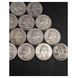 Lot Of 20 90% Silver Washington Quarters- Various Dates