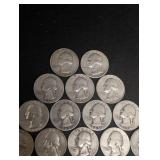 Lot Of 20 90% Silver Washington Quarters- Various Dates