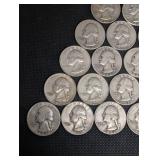 Lot Of 20 90% Silver Washington Quarters- Various Dates