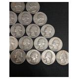 Lot Of 20 90% Silver Washington Quarters- Various Dates