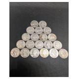 Lot Of 20 90% Silver Washington Quarters- Various Dates