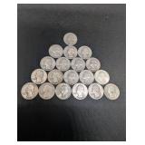 Lot Of 19 90% Silver Washington Quarters- Various Dates