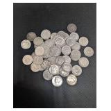 Lot Of 50 Roosevelt And Mercury Dimes 90% Silver