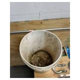 Buckets filled with various items