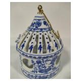 Formalities by Baum Brothers Decorative Blue & White Ceramic Bird Cage Formalities by Baum Brothers Decorative Blue & White Ceramic Bird Cage