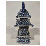Chinoiserie Blue & White Porcelain Pagoda Jar Chinoiserie Blue & White Porcelain Pagoda Jar