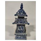Chinoiserie Blue & White Porcelain Pagoda Jar Chinoiserie Blue & White Porcelain Pagoda Jar