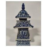 Chinoiserie Blue & White Porcelain Pagoda Jar Chinoiserie Blue & White Porcelain Pagoda Jar