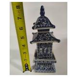 Chinoiserie Blue & White Porcelain Pagoda Jar Chinoiserie Blue & White Porcelain Pagoda Jar
