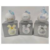 Lladro 2016, 2017 & 2018 Round Ball Christmas Ornaments w/Box Lladro 2016, 2017 & 2018 Round Ball Christmas Ornaments w/Box
