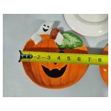 Fitz & Floyd Kitty Witches Salt & Pepper Shakers + Three Halloween Porcelain Candy Dishes Fitz & Floyd Kitty Witches Salt & Pepper Shakers + Three Halloween Porcelain Candy Dishes