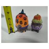 Fitz & Floyd Kitty Witches Salt & Pepper Shakers + Three Halloween Porcelain Candy Dishes Fitz & Floyd Kitty Witches Salt & Pepper Shakers + Three Halloween Porcelain Candy Dishes