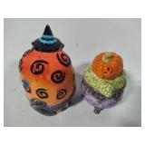 Fitz & Floyd Kitty Witches Salt & Pepper Shakers + Three Halloween Porcelain Candy Dishes Fitz & Floyd Kitty Witches Salt & Pepper Shakers + Three Halloween Porcelain Candy Dishes