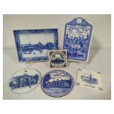 Assorted Blue & White Plates, Coaster, Trivets, etc Assorted Blue & White Plates, Coaster, Trivets, etc