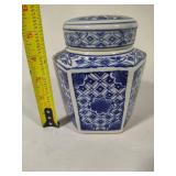 Two Blue & White Jars w/Lids Two Blue & White Jars w/Lids