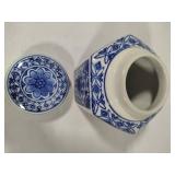 Two Blue & White Jars w/Lids Two Blue & White Jars w/Lids