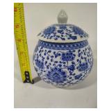 Two Blue & White Jars w/Lids Two Blue & White Jars w/Lids