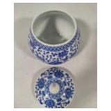 Two Blue & White Jars w/Lids Two Blue & White Jars w/Lids