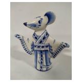 Russian Gzhel Porcelain Mouse Figurine Russian Gzhel Porcelain Mouse Figurine