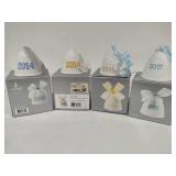 Lladro 2014 (x2), 2016 & 2017 Bell Christmas Ornaments w/Box Lladro 2014 (x2), 2016 & 2017 Bell Christmas Ornaments w/Box
