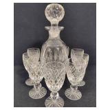 Waterford Crystal Decanter w/Nine Sherry Glasses Waterford Crystal Decanter w/Nine Sherry Glasses