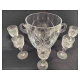 Crystal Ice Bucket w/Five Cordial Glasses Crystal Ice Bucket w/Five Cordial Glasses