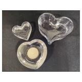 Orrefors Crystal Heart Votive Holder + Heart Bowls Orrefors Crystal Heart Votive Holder + Heart Bowls