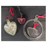 Kosta Boda Heart Sun Catcher & Two Glass Heart Ornaments Kosta Boda Heart Sun Catcher & Two Glass Heart Ornaments