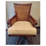 Sam Moore Cane Swivel Wood Carved Desk Chair Sam Moore Cane Swivel Wood Carved Desk Chair