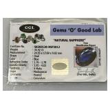 GGL LAB Natural Sapphire 35.42 CTs. Blue Oval (With Card) GGL LAB Natural Sapphire 35.42 CTs. Blue Oval (With Card)