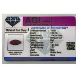 AGI Labs Natural Red Beryl 3.90 Ct. Marquise Cut (With Card) AGI Labs Natural Red Beryl 3.90 Ct. Marquise Cut (With Card)