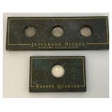 Misc. Silver Coins Including Barber Dimes And Jefferson Nickels Both In Protective Holder Misc. Silver Coins Including Barber Dimes And Jefferson Nickels Both In Protective Holder
