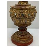 EST. $175.00 - $600.00 Burmese Guilded Offering Vessel From Berma (Repaired) 22' EST. $175.00 - $600.00 Burmese Guilded Offering Vessel From Berma (Repaired) 22'