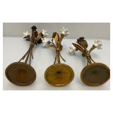 3 Antique Hollywood Regency Ceramic Lilies Ant Metal Candle Holders 9', 11' & 14' 3 Antique Hollywood Regency Ceramic Lilies Ant Metal Candle Holders 9', 11' & 14'