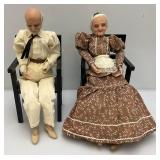 Vintage Hand Crafted Wax Grandma And Grandpa Figurines 14' Vintage Hand Crafted Wax Grandma And Grandpa Figurines 14'