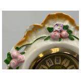 Misc. Vintage Clocks And Travel Clocks Including ELGIN And More (Chalkware Clock Horseman's Head Glued) Pocelain Clock Has Chips And Cracks Misc. Vintage Clocks And Travel Clocks Including ELGIN And More (Chalkware Clock Horseman's Head Glued) Pocelain Clock Has Chips And Cracks