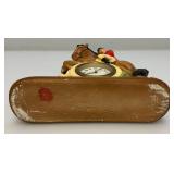 Misc. Vintage Clocks And Travel Clocks Including ELGIN And More (Chalkware Clock Horseman's Head Glued) Pocelain Clock Has Chips And Cracks Misc. Vintage Clocks And Travel Clocks Including ELGIN And More (Chalkware Clock Horseman's Head Glued) Pocelain Clock Has Chips And Cracks