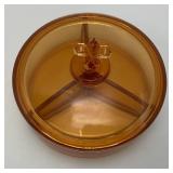 1920's Fostoria Fluer De Lis Amber Divided Candy Dish Covered Vintage 1920's Fostoria Fluer De Lis Amber Divided Candy Dish Covered Vintage