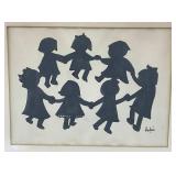 Antique Picture Frame 17' x 21' With Original Silhouette Art And Hand Painted Fold Open Shutter Mirror With Bermuda Art 18' x 20' Closed And 40' x 18' Open Antique Picture Frame 17' x 21' With Original Silhouette Art And Hand Painted Fold Open Shutter Mirror With Bermuda Art 18' x 20' Closed And 40' x 18' Open