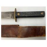 Vintage Hammer Brand Fixed Blade Knife with 5' Blade And Leather Sheath Vintage Hammer Brand Fixed Blade Knife with 5' Blade And Leather Sheath