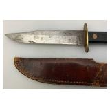 Vintage Hammer Brand Fixed Blade Knife with 5' Blade And Leather Sheath Vintage Hammer Brand Fixed Blade Knife with 5' Blade And Leather Sheath